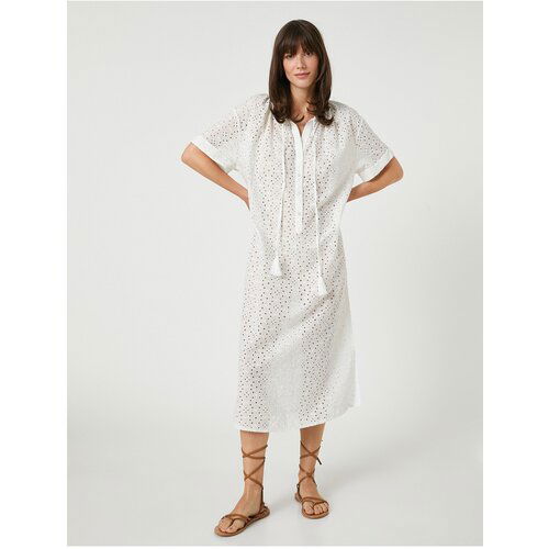 Koton Embroidered Long Shirt Dress Short Sleeve Slike