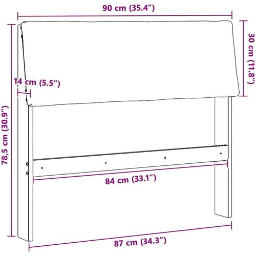 VidaXL tapecirani uzglavlje crna 90 cm čvrsto borovo drvo Slike