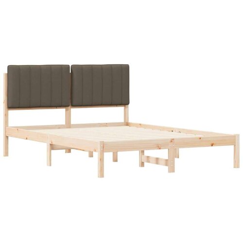  Krevetni okvir s tapiciranim uzglavljem Sivo-smeđa 135 x 190 cm Slike