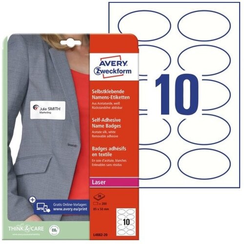 Avery Zweckform Etikete zweckform l4882-20 samolepilne priponke za ime ovalne, (21290038) Cene