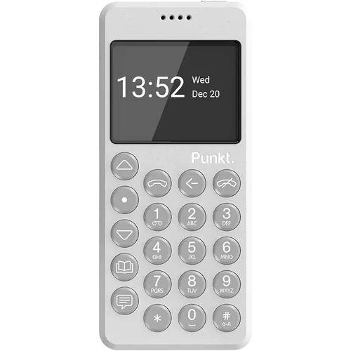  Punkt. MP02 New Generation Minimalist Mobile Phone with 4G LTE, with Digital Security, Wi-Fi Hotspot, Nano SIM, Multiband - Light Grey