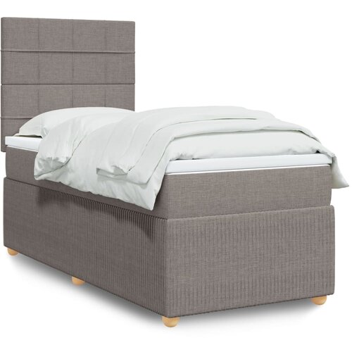 vidaXL Box spring postelja z vzmetnico taupe 90x200 cm blago Cene