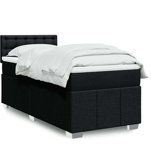 vidaXL Box spring postelja z vzmetnico črna 90x200 cm blago Cene