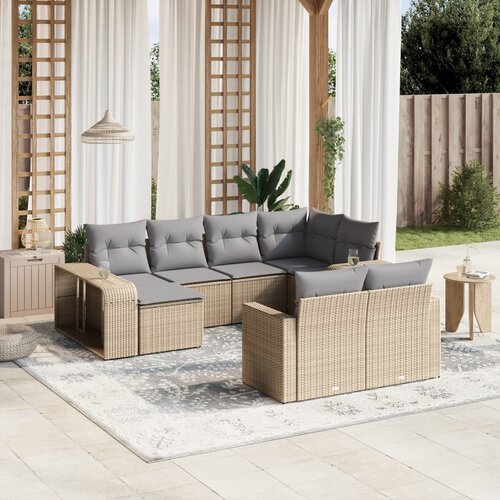 vidaXL 10-dijelni set vrtnih sofa s jastucima bež od poliratana Cijene