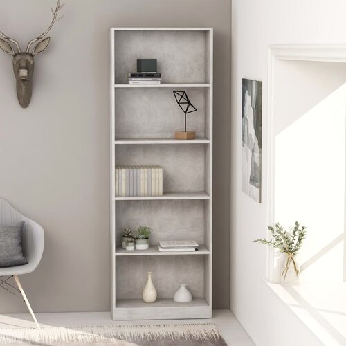 Furnova Knjižna omara 5-nadstropna betonsko siva 60x24x175 cm, (21932430) Slike