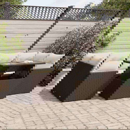 vidaXL 7-dijelni set vrtnih sofa od poliratana s jastucima smeđi Cijene