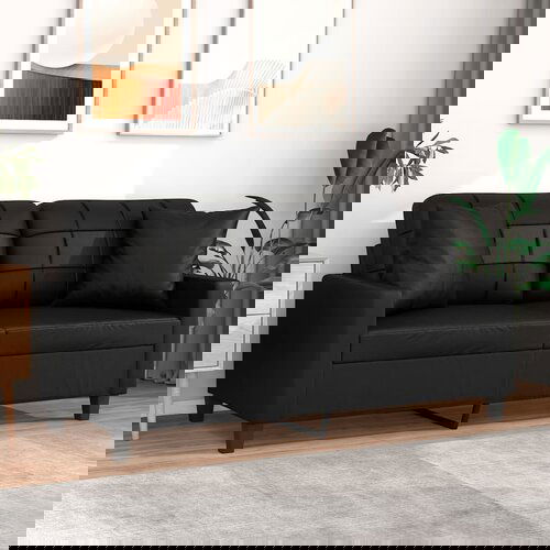 VidaXL Dvosjed s ukrasnim jastucima boja crna 140 cm umjetna koža Slike