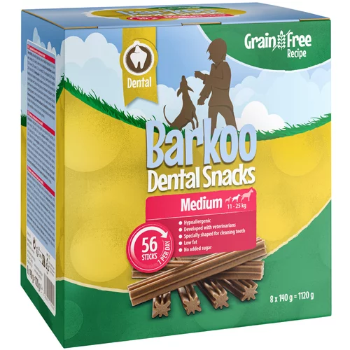 Barkoo Varčno pakiranje Dental Snacks 28 oz. 56 kosov - BREZŽITNA receptura - Za srednje velike pse 56 kosov (1,12 kg)