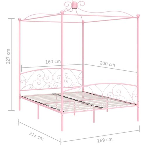  Za krevet s nadstre&amp;scaron;nicom ružičasti metalni 160 x 200 cm Slike