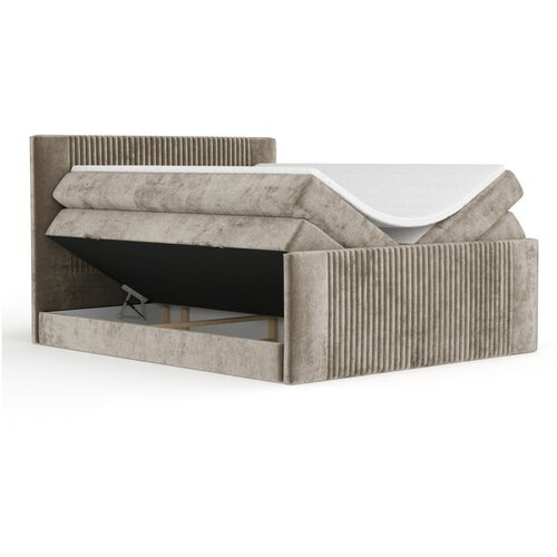 Maison de R&amp;ecirc;ve Svetlo rjava boxspring postelja s prostorom za shranjevanje 200x200 cm Bergamo &amp;ndash; Slike