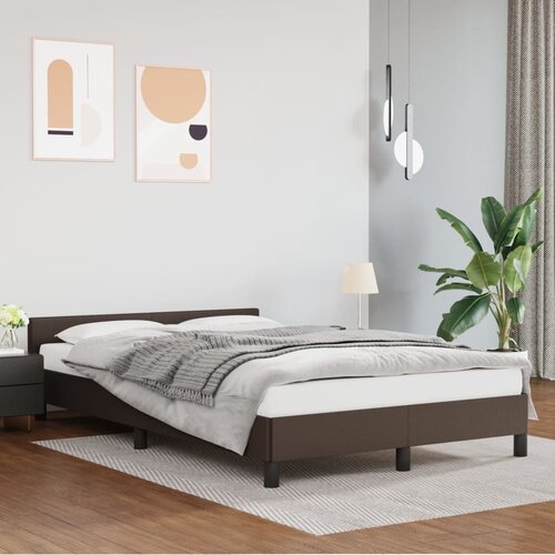 VidaXL Posteljni okvir z vzglavjem rjava 120x200 cm umetno usnje Slike