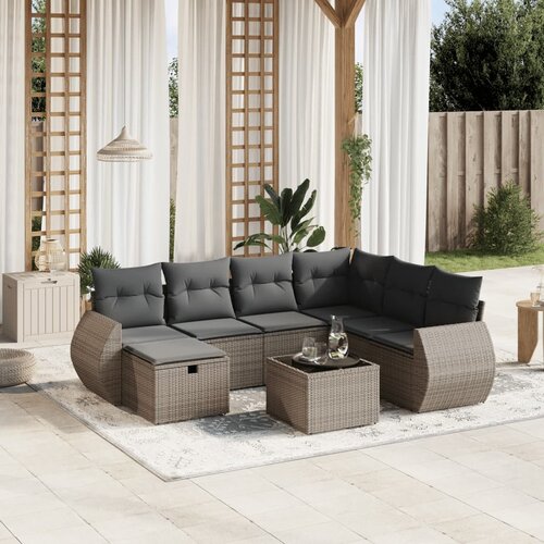 vidaXL 8-dijelni set vrtnih sofa od poliratana s jastucima sivi Cijene
