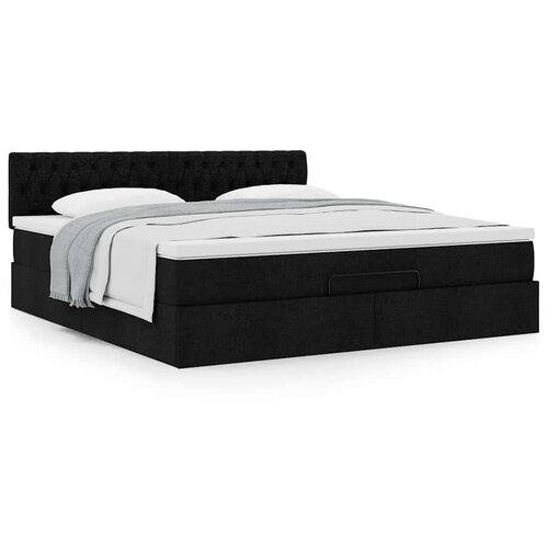 VidaXL Otomanski krevet s madracem crni 180x200cm od tkanine Slike