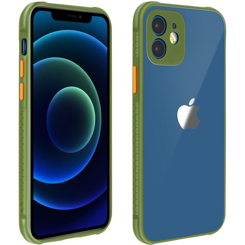AVIZAR Silikonski ovitek za iPhone 12 / 12 Pro ojacani vogali in konture, nedrseci rocaji - zelen, (20719341) Cene