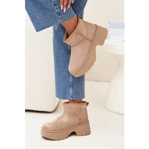 Boto Women&amp;#039;s Low Slip-On Snow Boots Lined With Fur Khaki Mavelle Slike