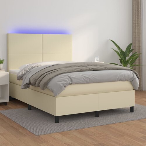  box spring s madracem LED krem 140x190cm od umjetne kože Cijene