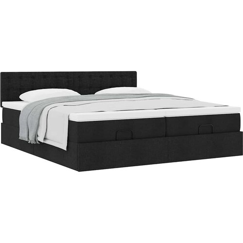 VidaXL otomanski okvir kreveta s madracima crni 200x200cm od tkanine Slike