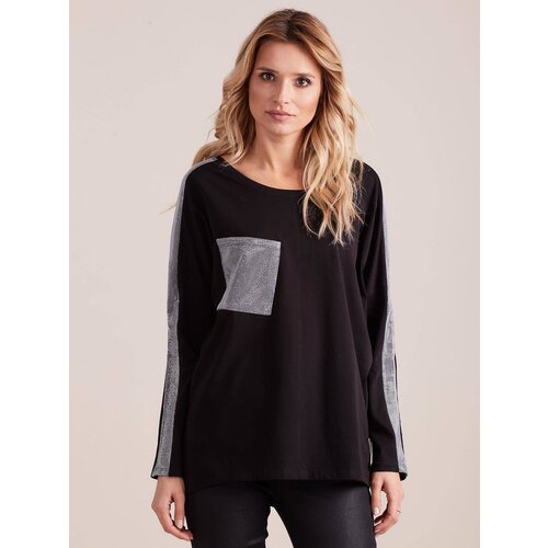 Yups Wide-cut blouse with decorative pocket, black Slike