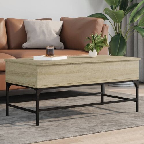  The Living Store Klubska mizica sonoma hrast 100x50x45 cm inženir. les in kovina - Klubska Mizica, (21442020) Slike