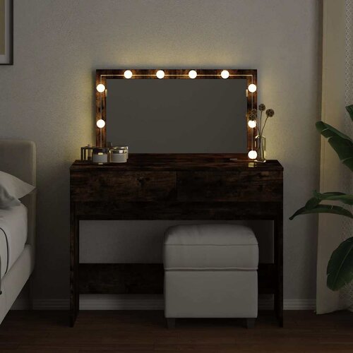  Toaletni stolić LED boja dimljenog hrasta 100 x 40 x 120 cm Slike