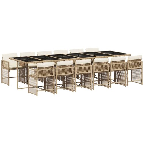 VidaXL 13-dijelni vrtni blagovaonski set od poliratana s jastucima bež Slike