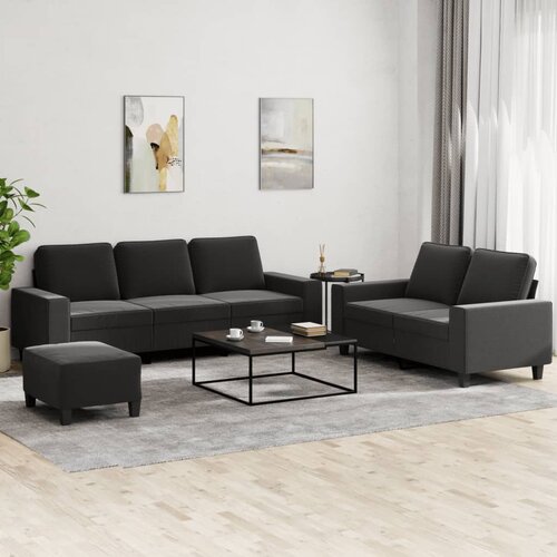  3-dijelni set sofa crni od tkanine Cijene