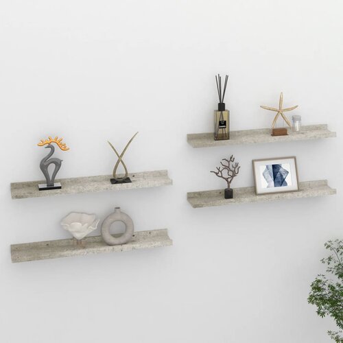 vidaXL Zidne police 4 kom siva boja betona 60 x 9 x 3 cm Cene