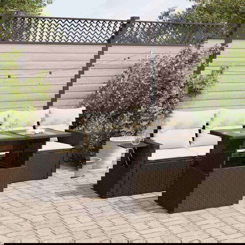  5-dijelni set vrtnih sofa s jastucima poliratan smeđi Cene