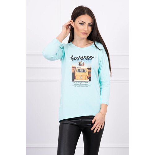 Kesi Blouse with Summer car mint print Slike