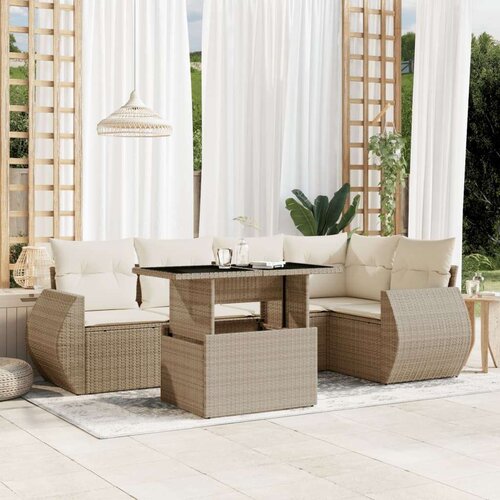 VidaXL 6-dijelni set vrtnih sofa s jastucima bež od poliratana Slike
