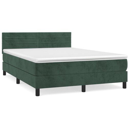 VidaXL Box spring postelja z vzmetnico temno zelena 140x200 cm žamet, (20901175) Slike