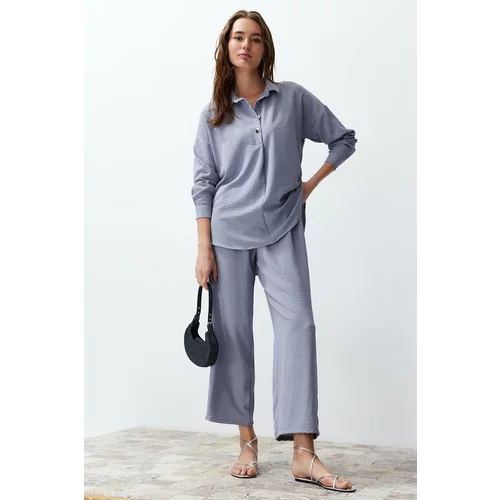 Trendyol Gray Buttoned Woven Two Piece Set
