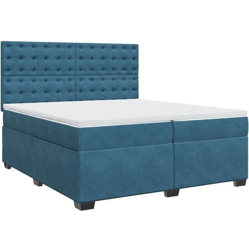 VidaXL Box spring postelja z vzmetnico modra 200x200 cm žamet, (21307274) Slike