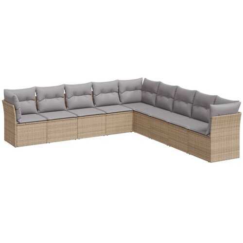  9-dijelni set vrtnih sofa s jastucima bež od poliratana Slike