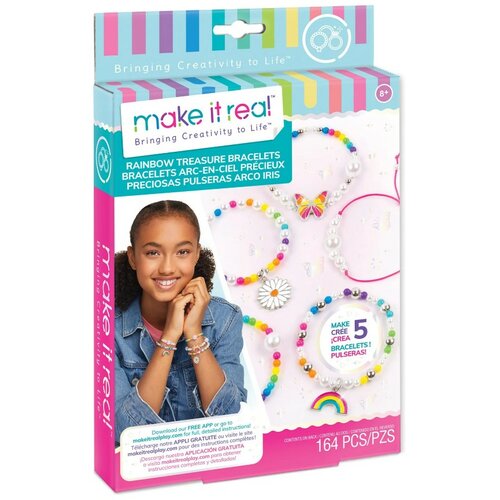 MAKE IT REAL kreativni set za pravljenje narukvica za devojčice bringing creativity to life rainbow treasure Slike