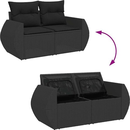 vidaXL 6-dijelni set vrtnih sofa s jastucima crni od poliratana Cijene