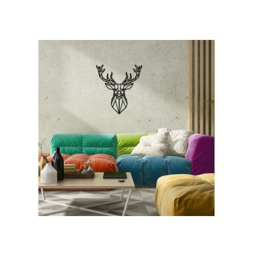 WALLXPERT Zidna dekoracija Jelen 2, 60x65 cm, 1,2 mm, Crna Cene