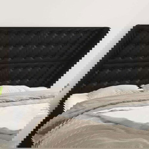  Vzglavje z u&amp;scaron;esi črno 147x23x118/128 cm umetno usnje, (20738709) Slike