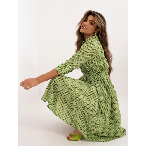 Fashion Hunters Light green shirt dress with pockets