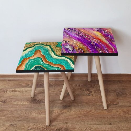 Hanah home 2Shp487 - multicolor multicolor nesting table (2 pieces) Cene