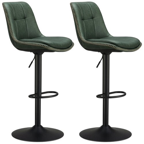 Songmics Set barskih stolov, nastavljivi vrtljivi barski stoli, 44x48x90-112 cm, zelena, (5000302418) Cene