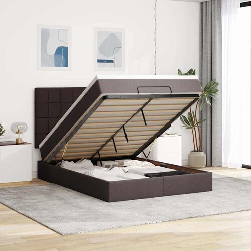 vidaXL Otomanska postelja z vzmetnico rjav 140x190 cm blago, (22053390) Cene