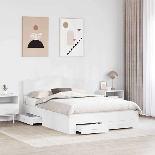  Okvir za krevet Bijelo 140 x 190 cm Konstruirano drvo Slike