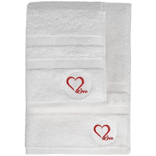 Foutastic Love - White White Hand Towel & Bath Towel Set (2 Pieces) Cene