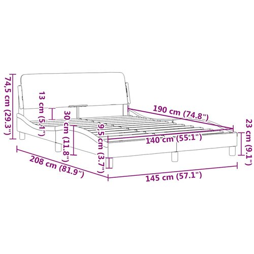  Okvir za krevet Dover smeđesivi 140 x 190 cm od tkanine Slike