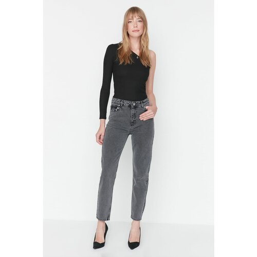 Trendyol Black Trock Detailed High Waist Mom Jeans Slike