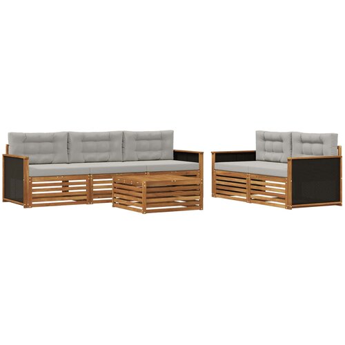  Set vanjskih sofa 6 kom. Prirodna i svjetlosiva Smeđa Slike