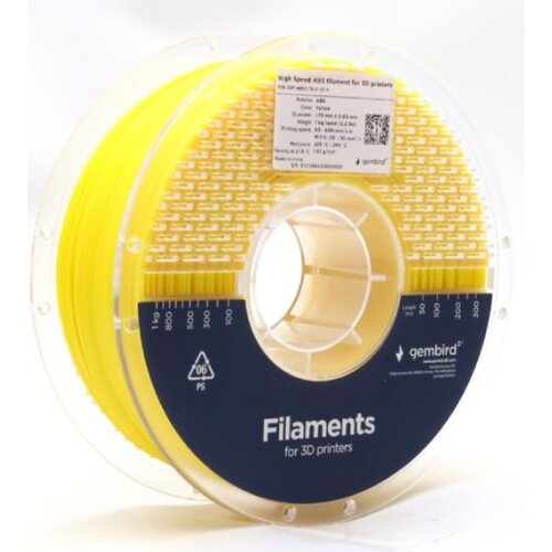 Gembird High Speed ABS 3D filament rumen, 1,75 mm, 1 kg (3DP-ABS1.75HY-01-Y), (5000368489) Slike