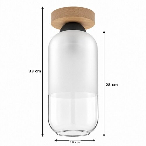 Brilagi LED plafonsko svetlo RETRO GLASS 1xE27/60W/230V &amp;Oslash; 14 cm hrast/bela Slike