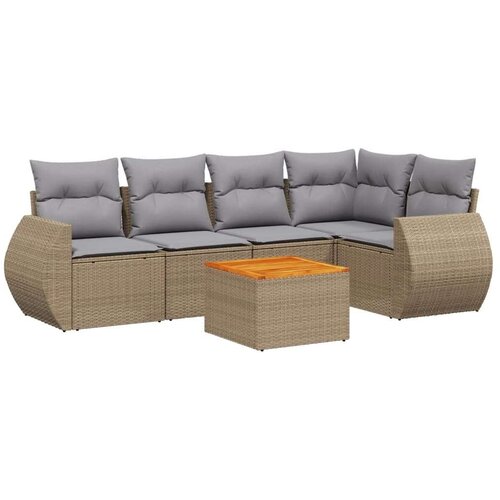 VidaXL 6-dijelni set vrtnih sofa s jastucima bež od poliratana Slike